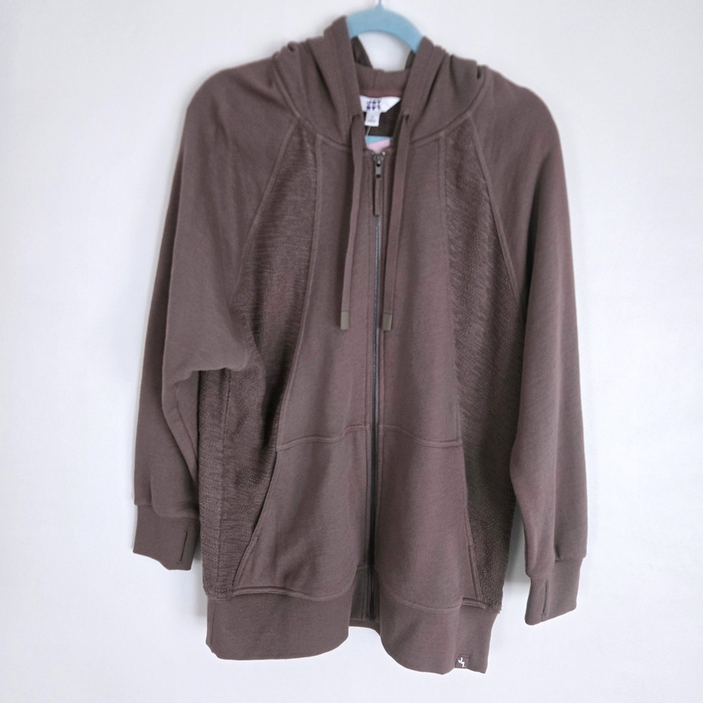 JoyLab Womens Mixed Texture French Terry Full Zip Hoodie Gray Small NWT